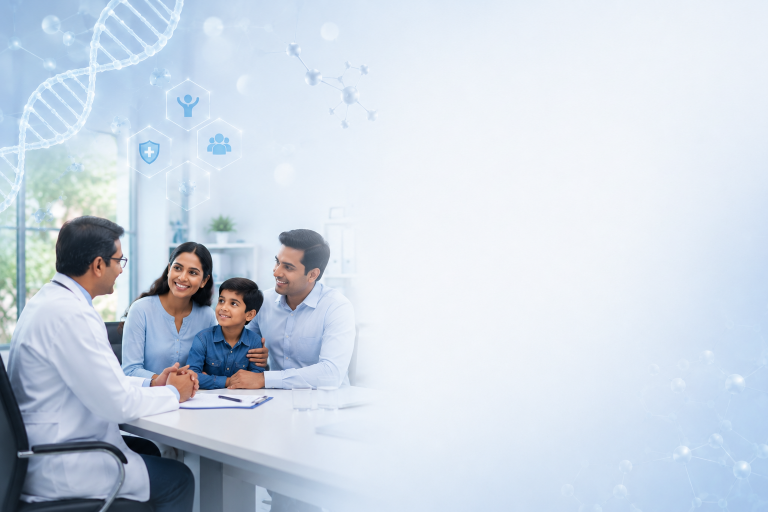 About Stem Cell Therapy 1 Doctor discussing Stem Cell treatment options with parents in India