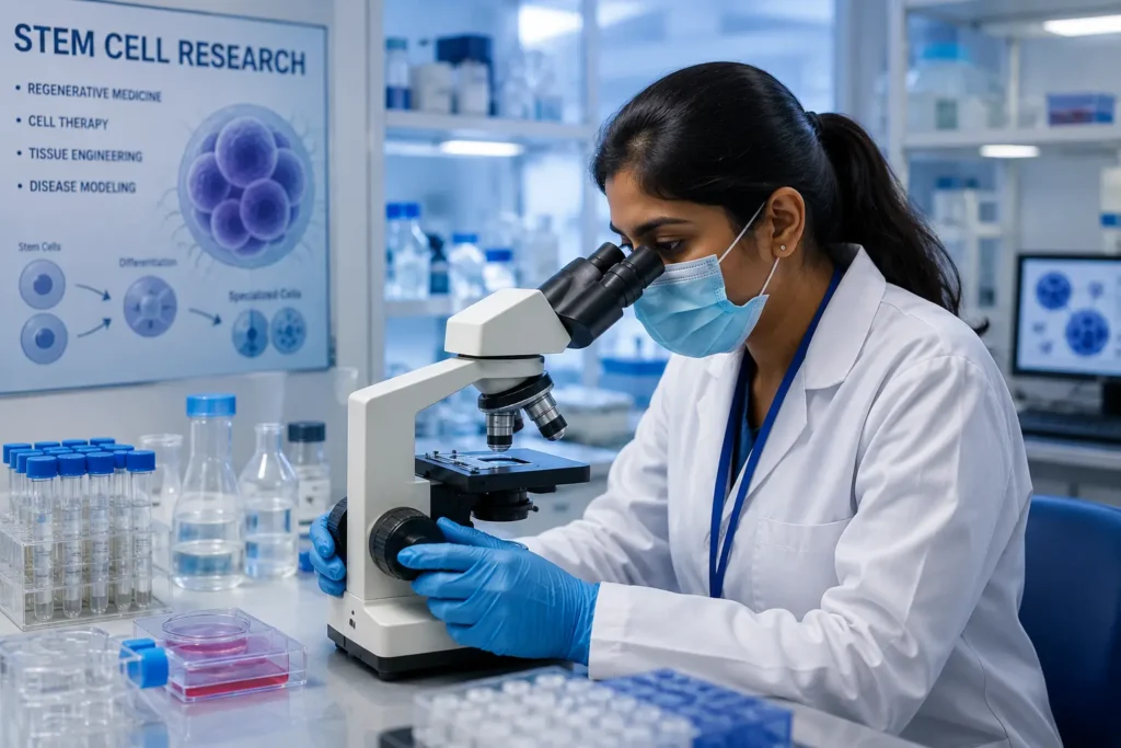 Stem Cell Therapy for Autism in India: What Parents Should Know 2 Stem cell research laboratory studying cell-based therapies